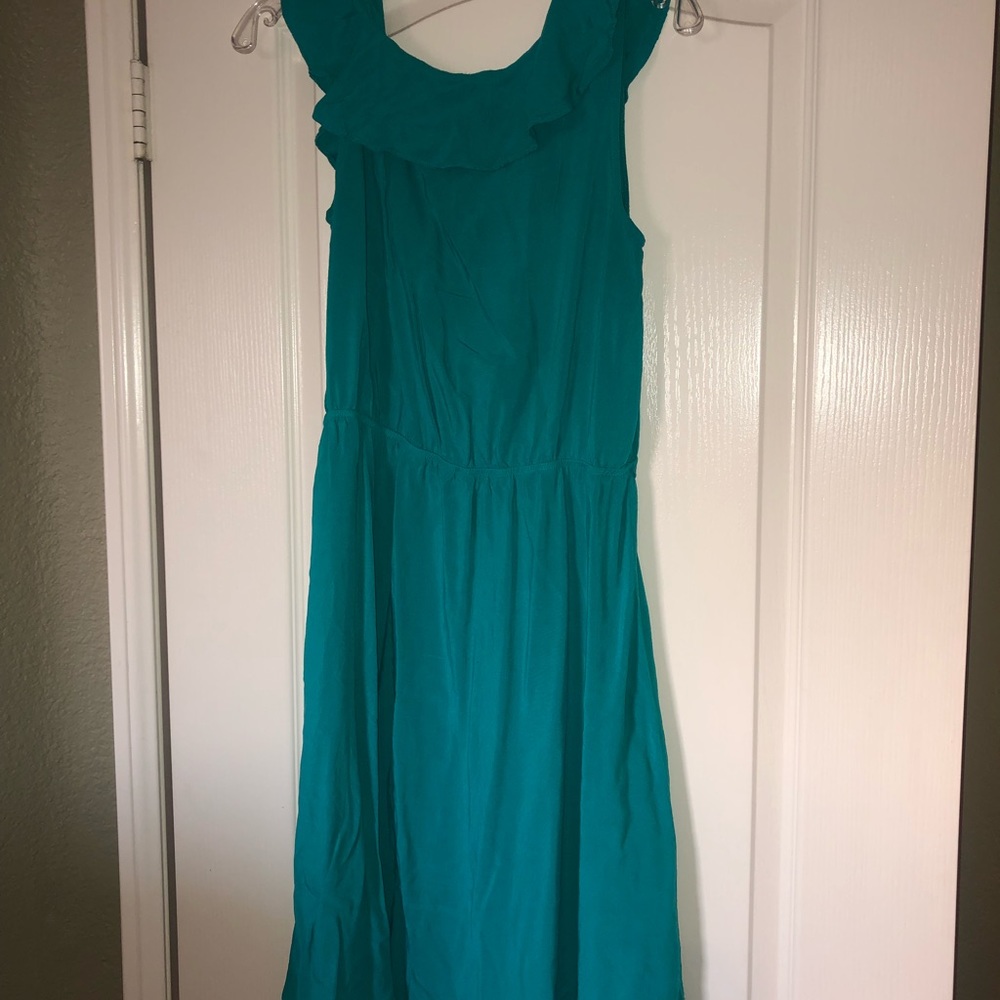 Teal high low dress
